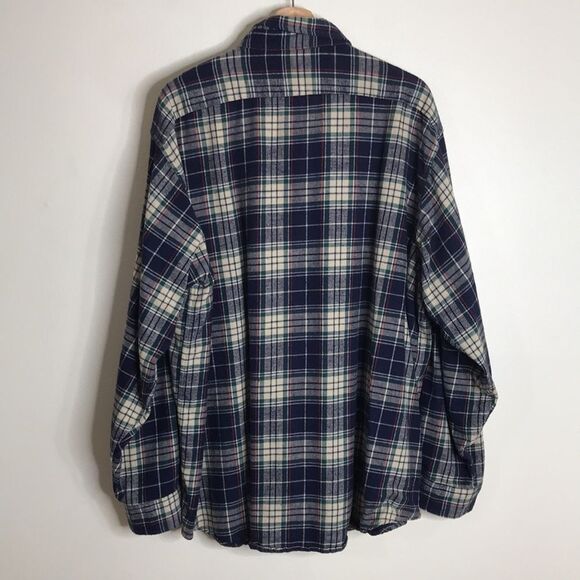 L.L. Bean flannel plaid long sleeve cotton button down shirt size XXL - Picture 6 of 9